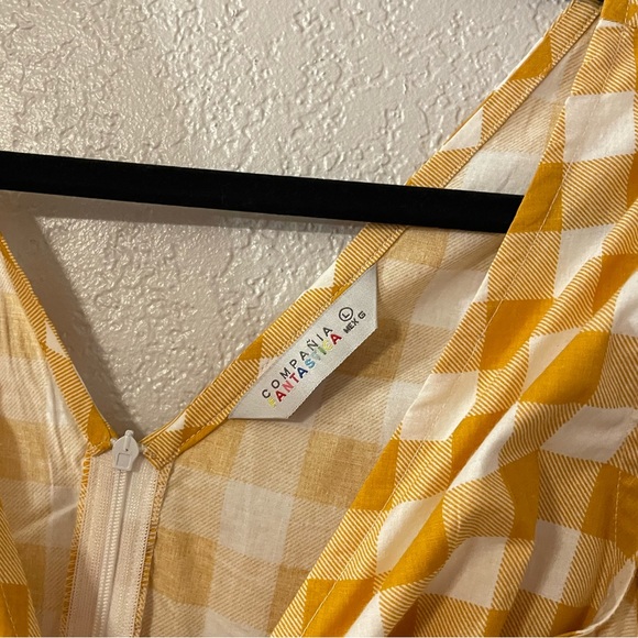 Compania Fantastica Yellow & White Checkered Jumpsuit Playsuit Gingham - Picture 4 of 7